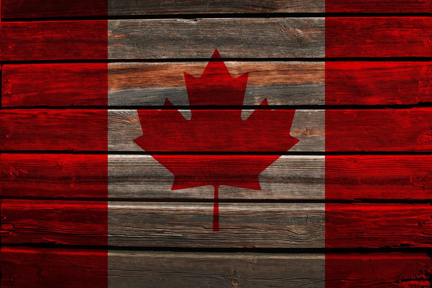 Flag of Canada on wood photo