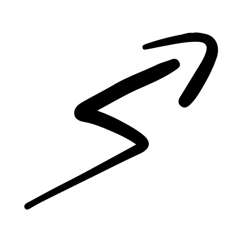 simple doodle hand drawn thunder curve arrow vector outline icon illustration