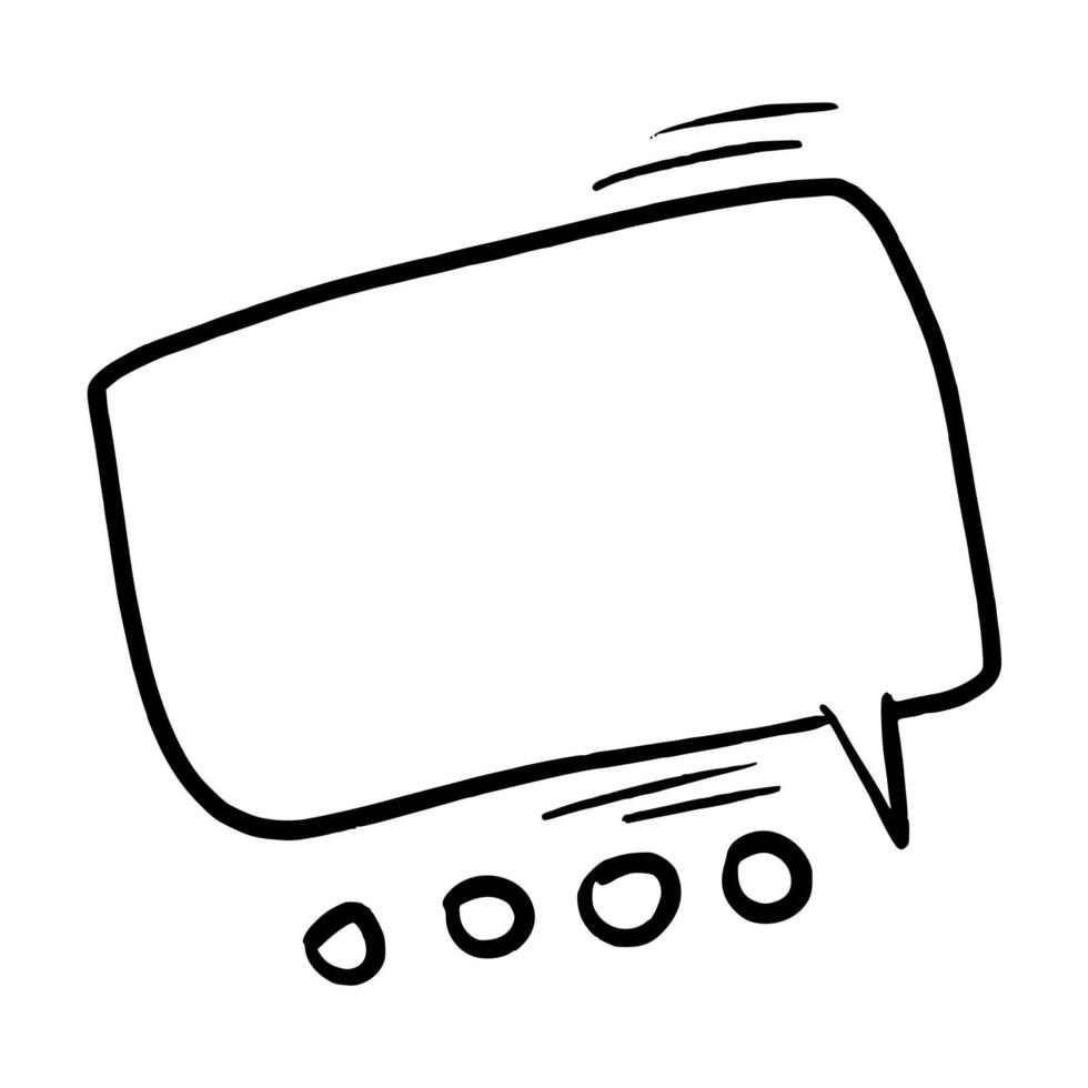 basic blank rectangle speech bubble comic art outline doodle hand drawn style for comic coloring book and sticker vector