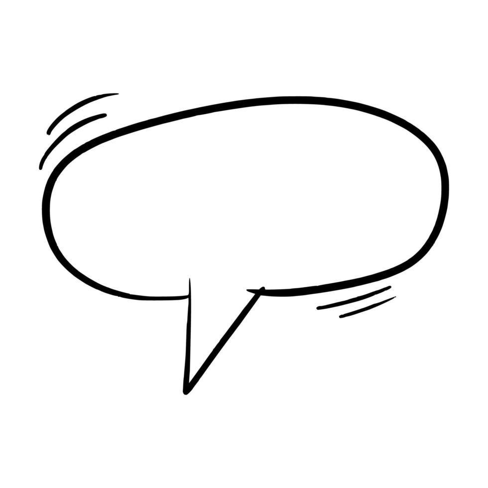basic empty round speech bubble comic art outline doodle hand drawn style for comic coloring book and sticker vector