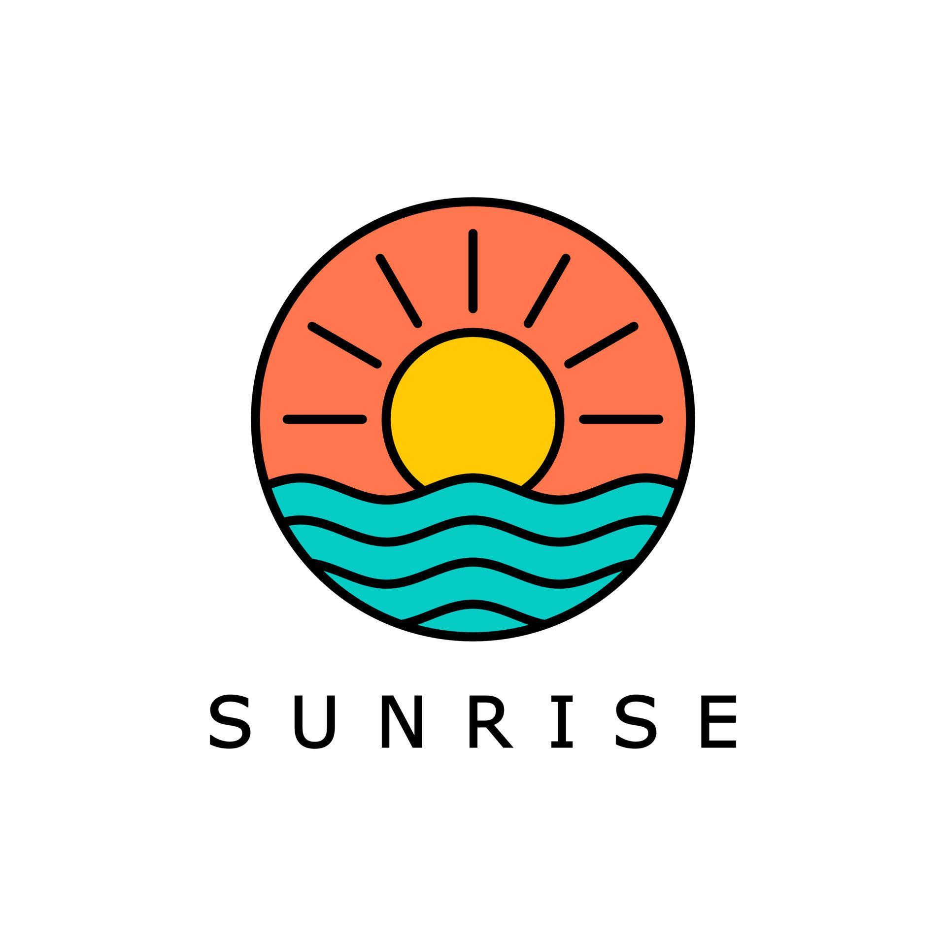 logo templates, icons, sunset or sunrise symbols. logo design with thin ...