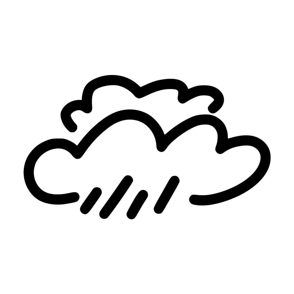 contorno de nube lluviosa doodle icono de tiempo de vector de estilo dibujado a mano para pegatina