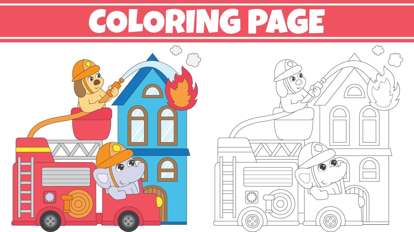 coloring fire truck vector