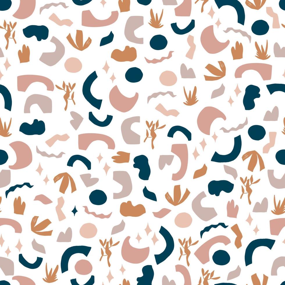 scribble boho style vector seamless pattern. Abstract doodle different shapes. Modern geometric objects, hand drawn, trendy design