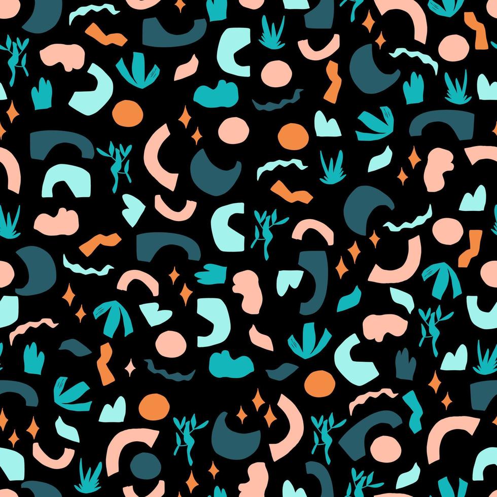 scribble boho style vector seamless pattern. Abstract doodle different shapes. Modern geometric objects, hand drawn, trendy design