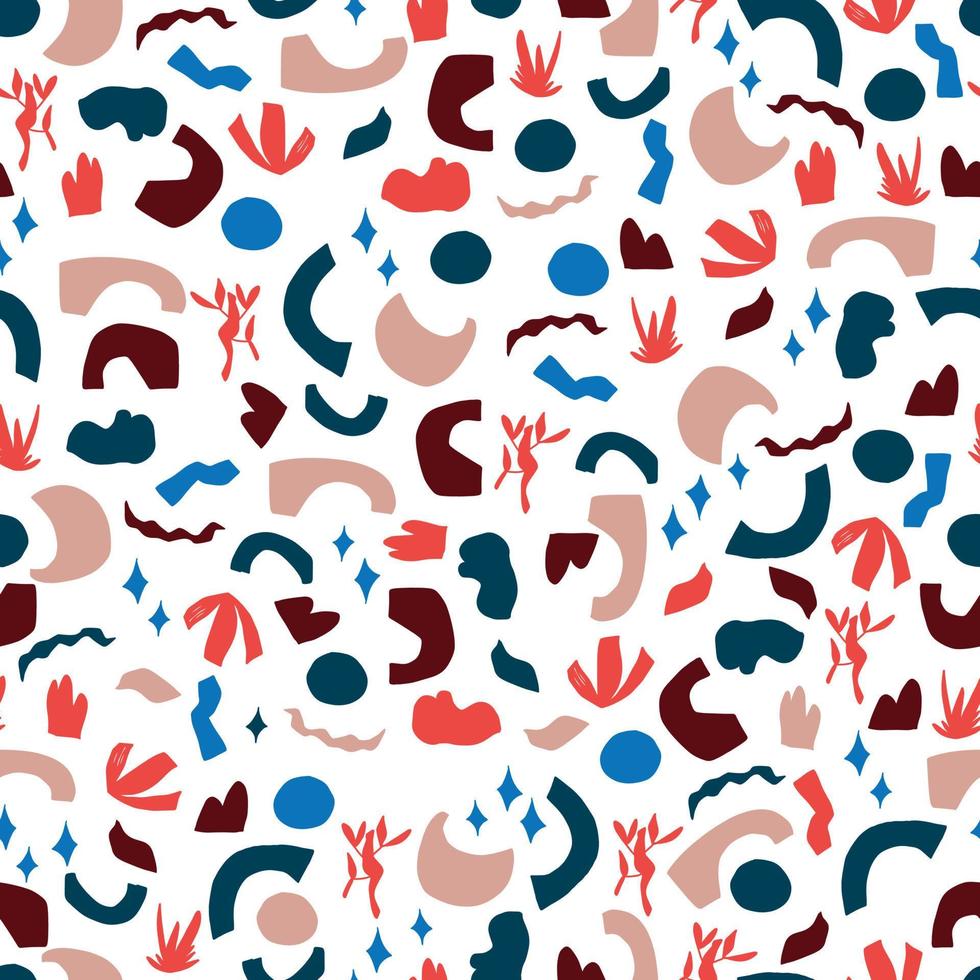 scribble boho style vector seamless pattern. Abstract doodle different shapes. Modern geometric objects, hand drawn, trendy design