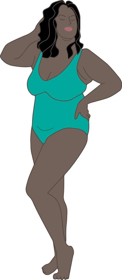 plus size girl in swimsuit isolated vector drawing