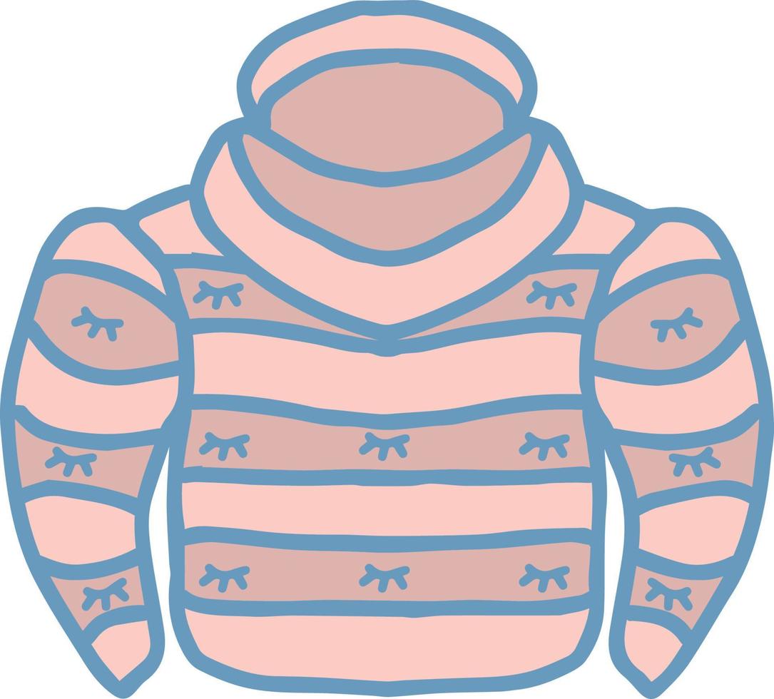 pink baby jacket with hood warm outerwear with stripes and closed eyes for newborn baby girl child isolated vector hand drawing