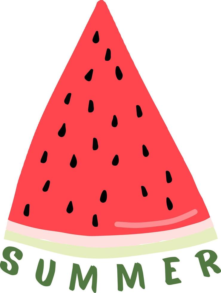 Vector watermelon icon, juicy watermelon slice colored illustration, summer.