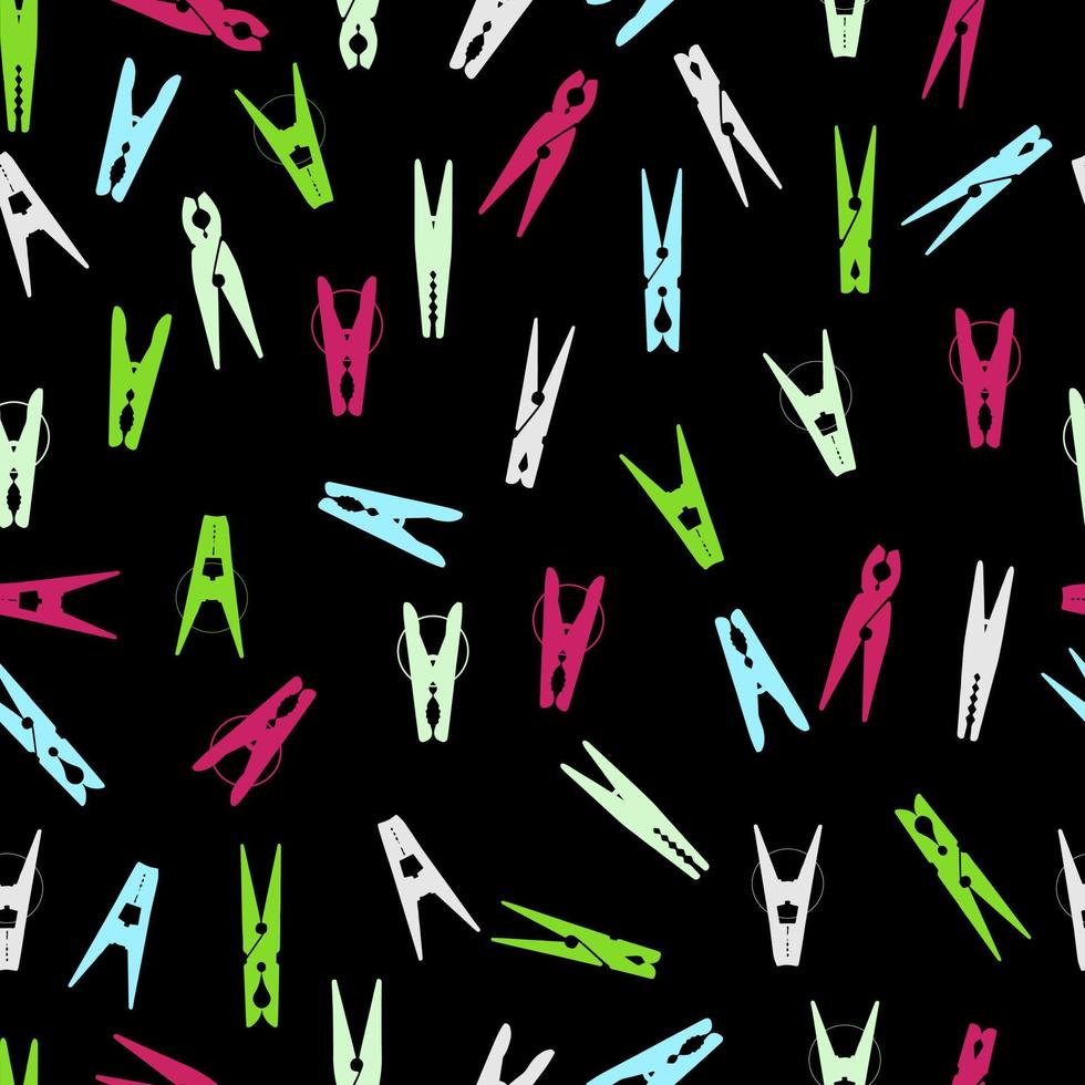 silhouettes of clothespins isolated multicolored vector seamless pattern