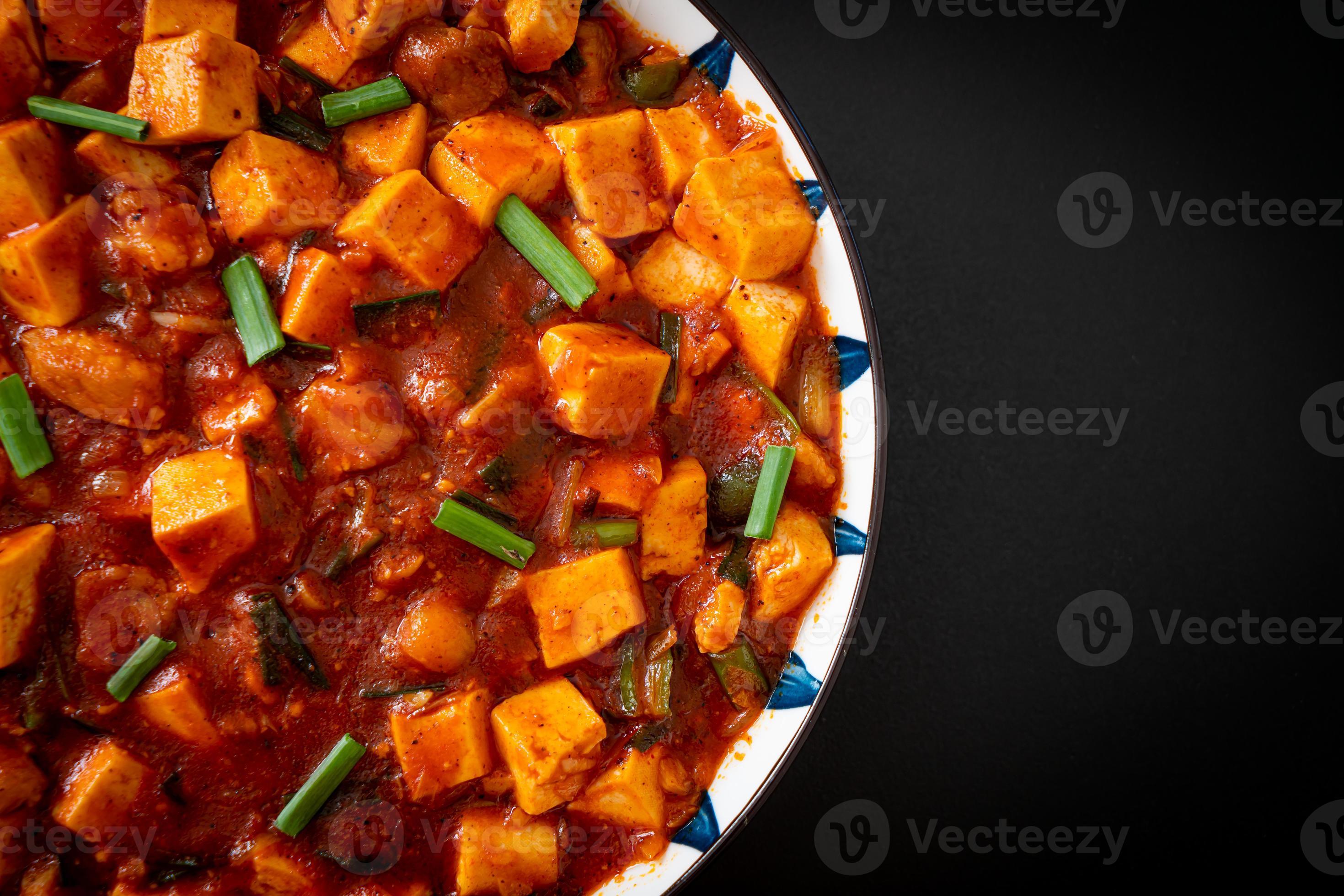 Mapo Tofu - The traditional Sichuan dish of silken tofu and ground beef