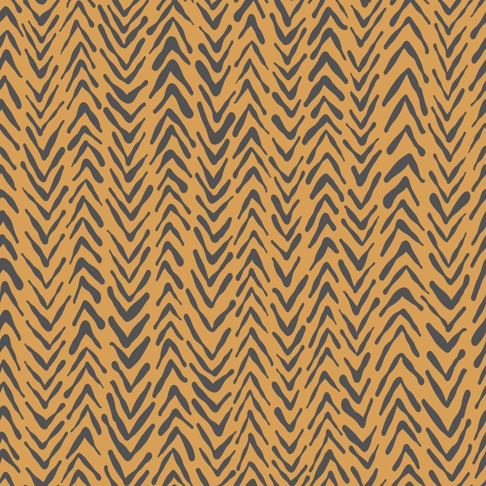 patrón vectorial sin costuras raya de tigre animal print muestra de tela de espiga dibujada a mano. fondo de pantalla de textura básica y simple en tendencia para 2022 vector