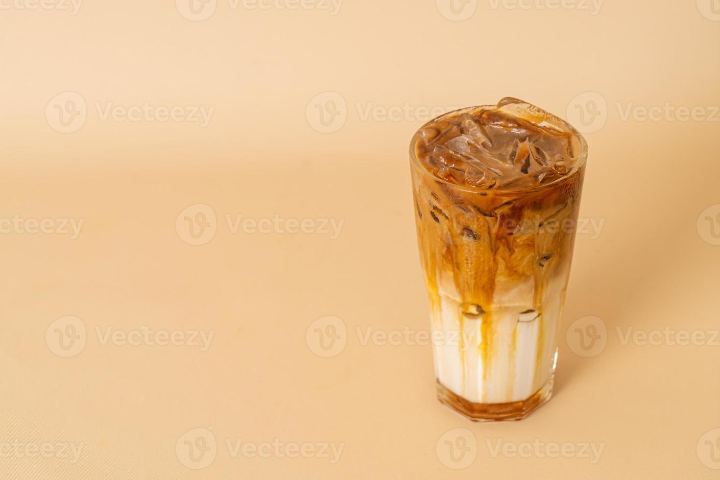 caramel macchiato coffee in glass photo