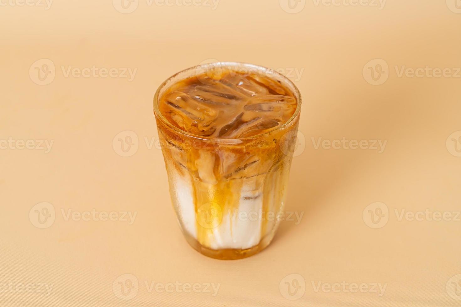 caramel macchiato coffee in glass photo