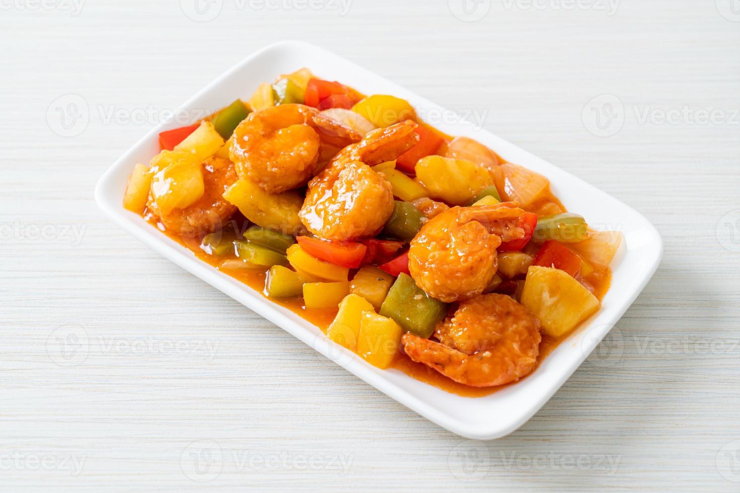 Stir-fried sweet and sour with fried shrimp photo