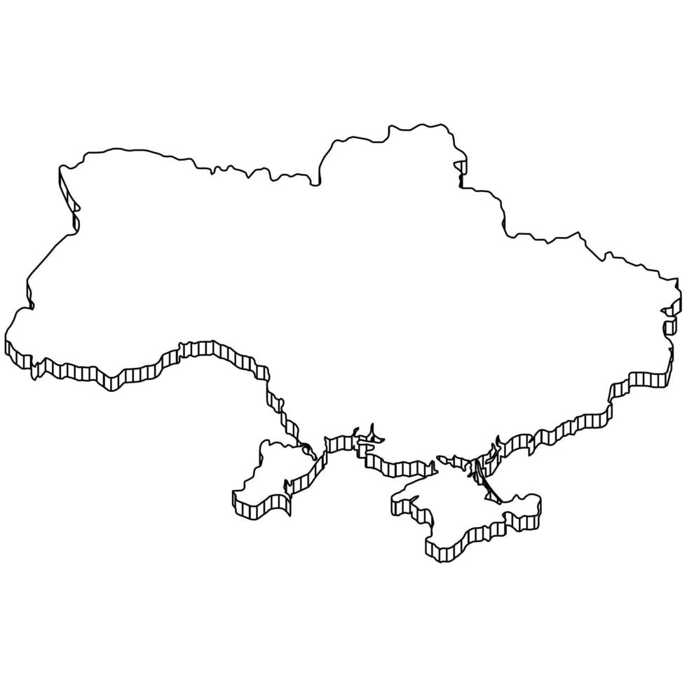 Ukraine Map with 3D Outline Geometric Construction. vector