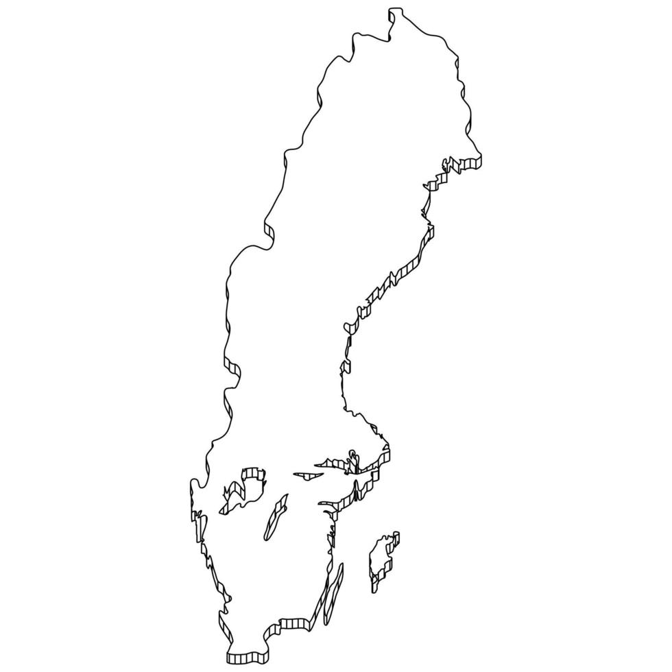 Sweden Map with 3D Outline Geometric. vector