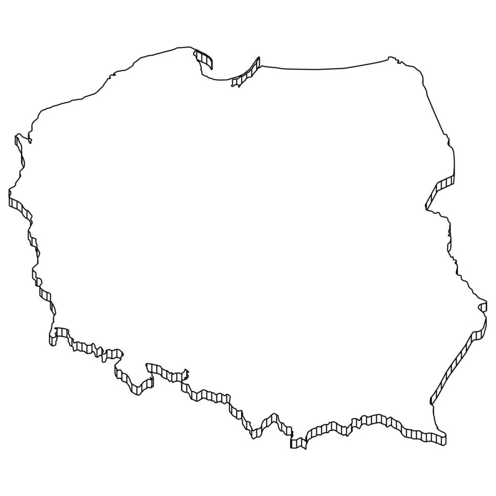 mapa de polonia con contorno geométrico 3d. vector