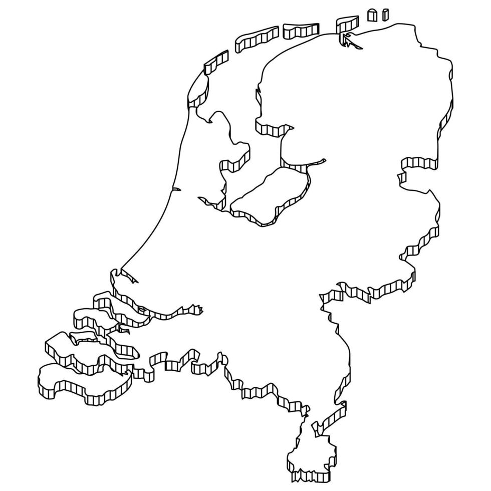 Holland Map with 3D Outline Geometric. vector