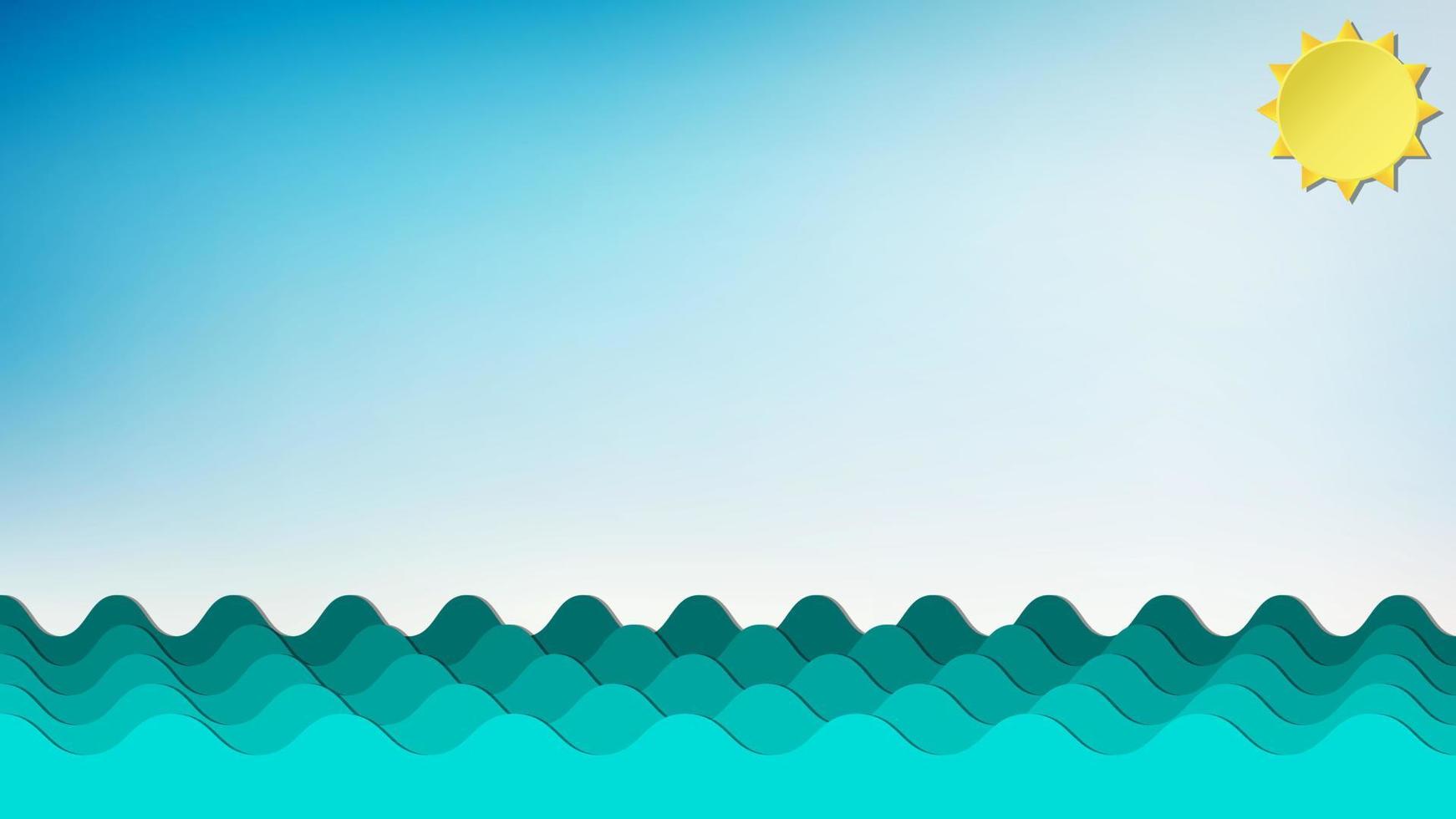 Ocean papercut and craft style design. vector