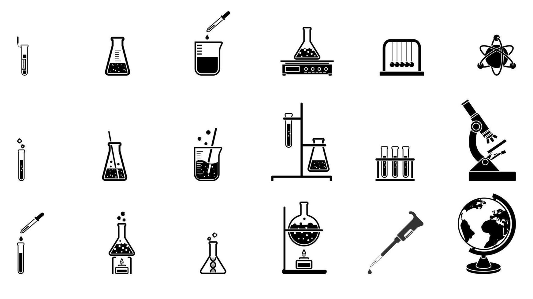 Science Laboratory Equipment icon Set. vector