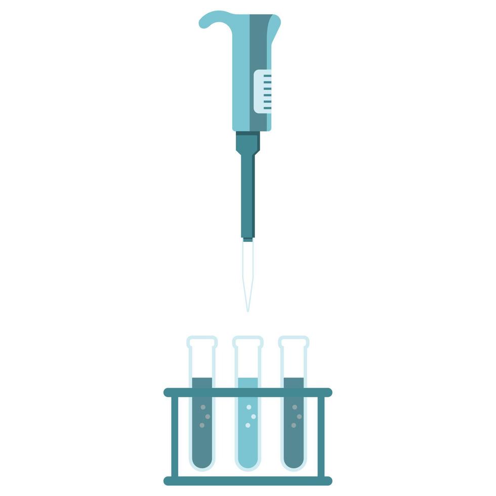 Science Laboratory Equipment. Test Tubes and Pipette. vector