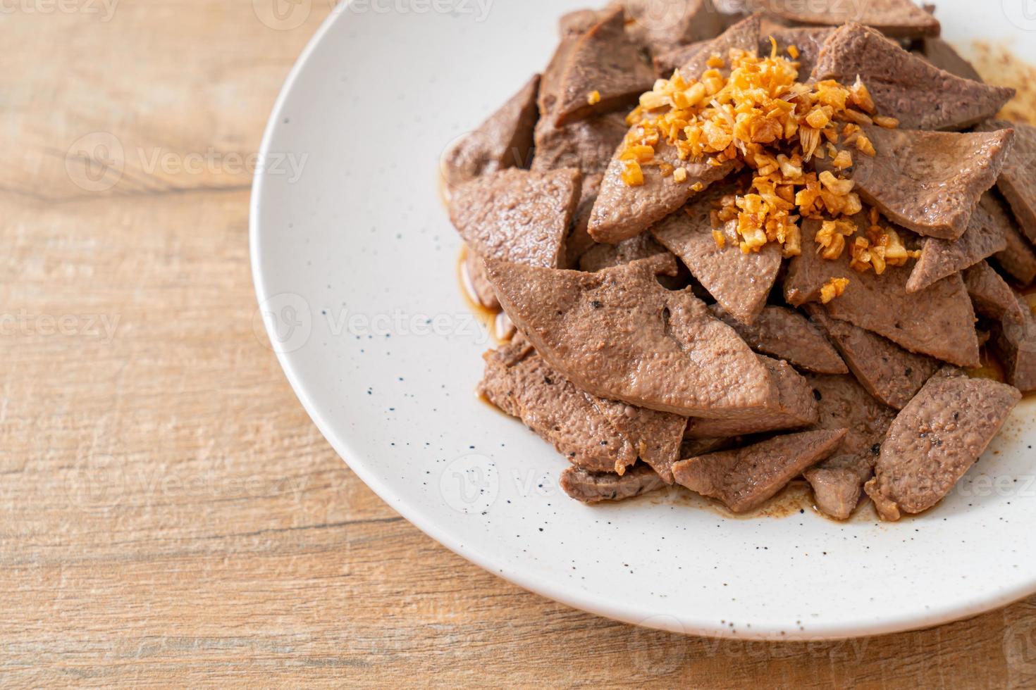 homemade stir-fried pork liver with garlic photo