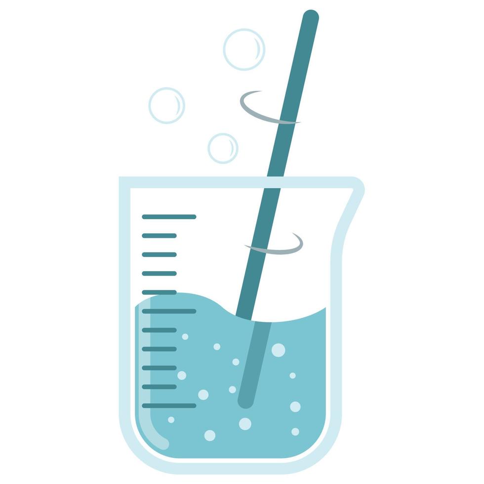 Science Laboratory Equipment. Beaker and Stirring Rod. vector