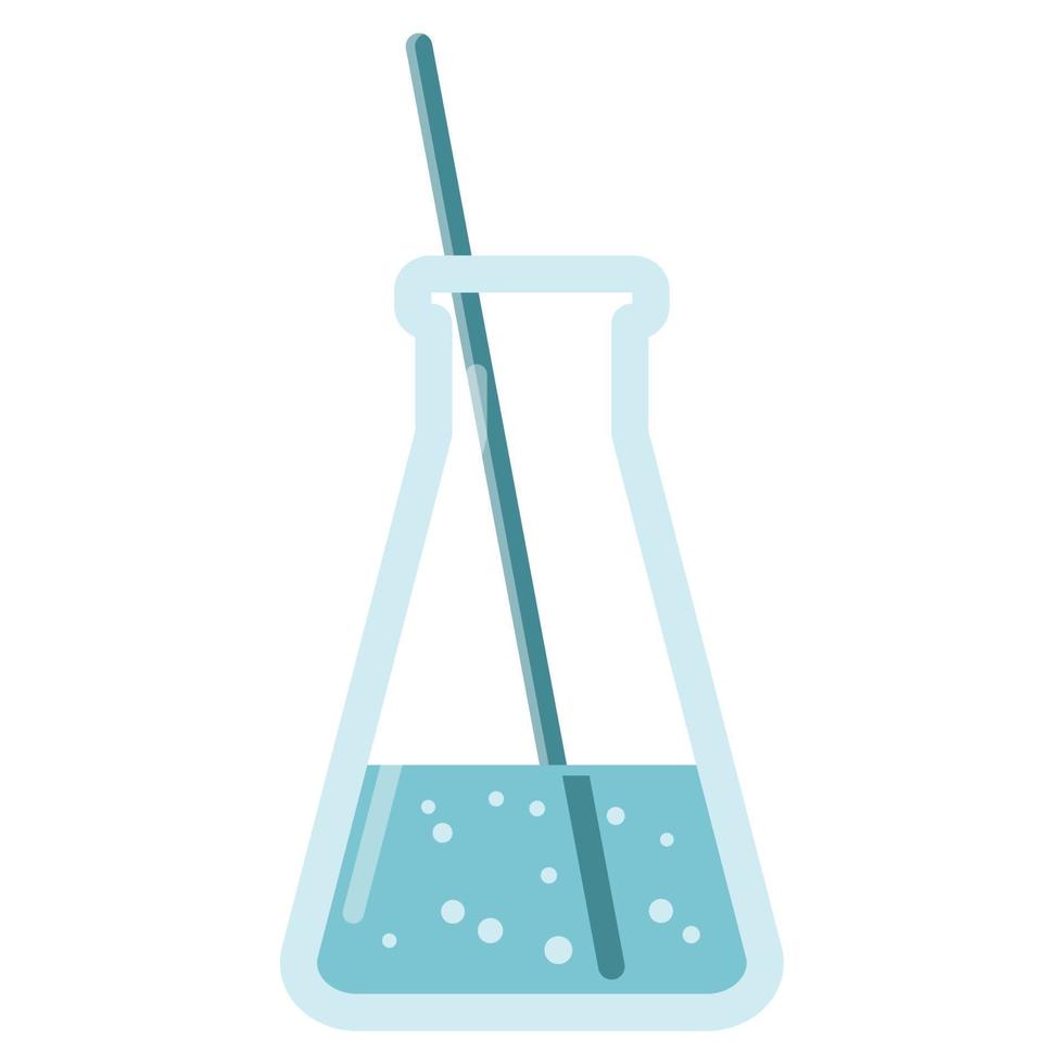 Science Laboratory Equipment. Beaker and Stirring Rod. vector