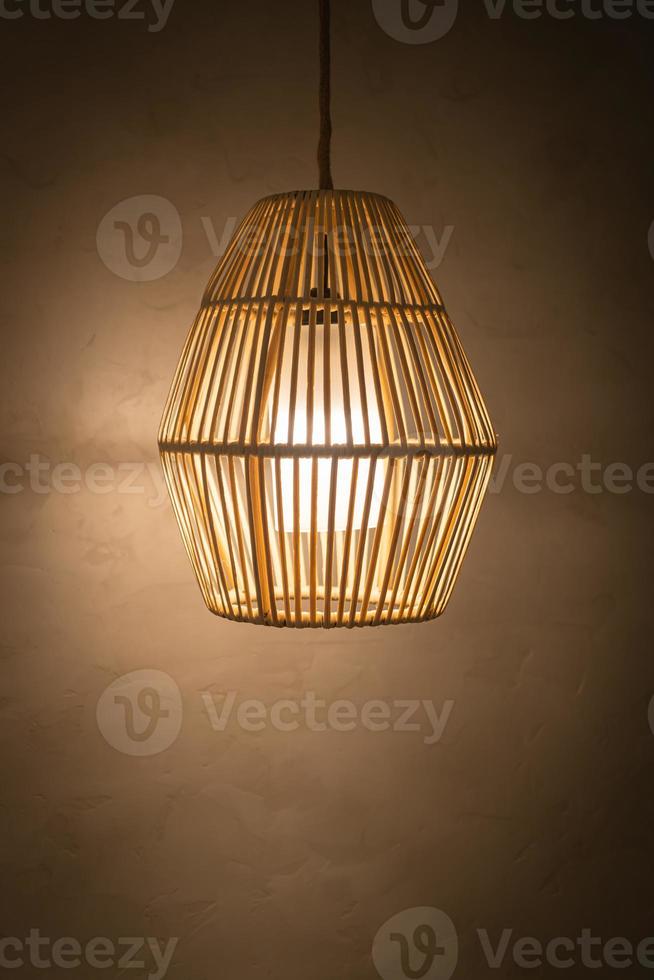 wicker or rattan hanging lamp photo