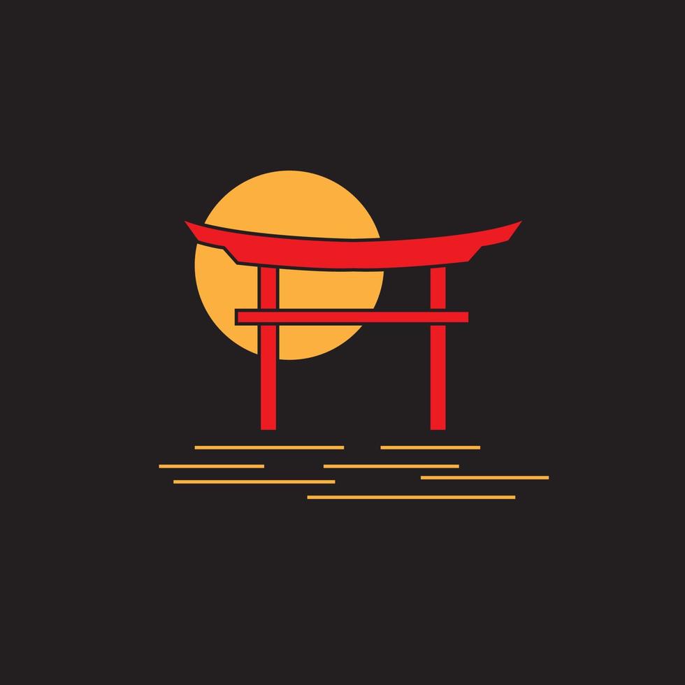 puerta torii japón logo vector icono símbolo ilustración diseño minimalista