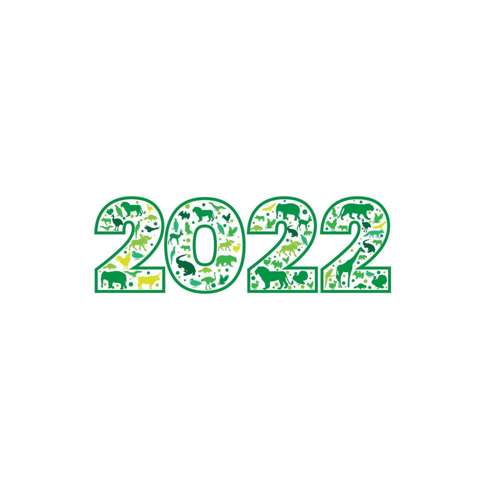 happy new year  2022 zoo animal  logo  vector  template  illustration  background  text  design