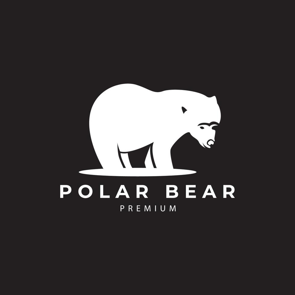 Ilustración de diseño de símbolo de icono de vector de silueta de logotipo de oso polar