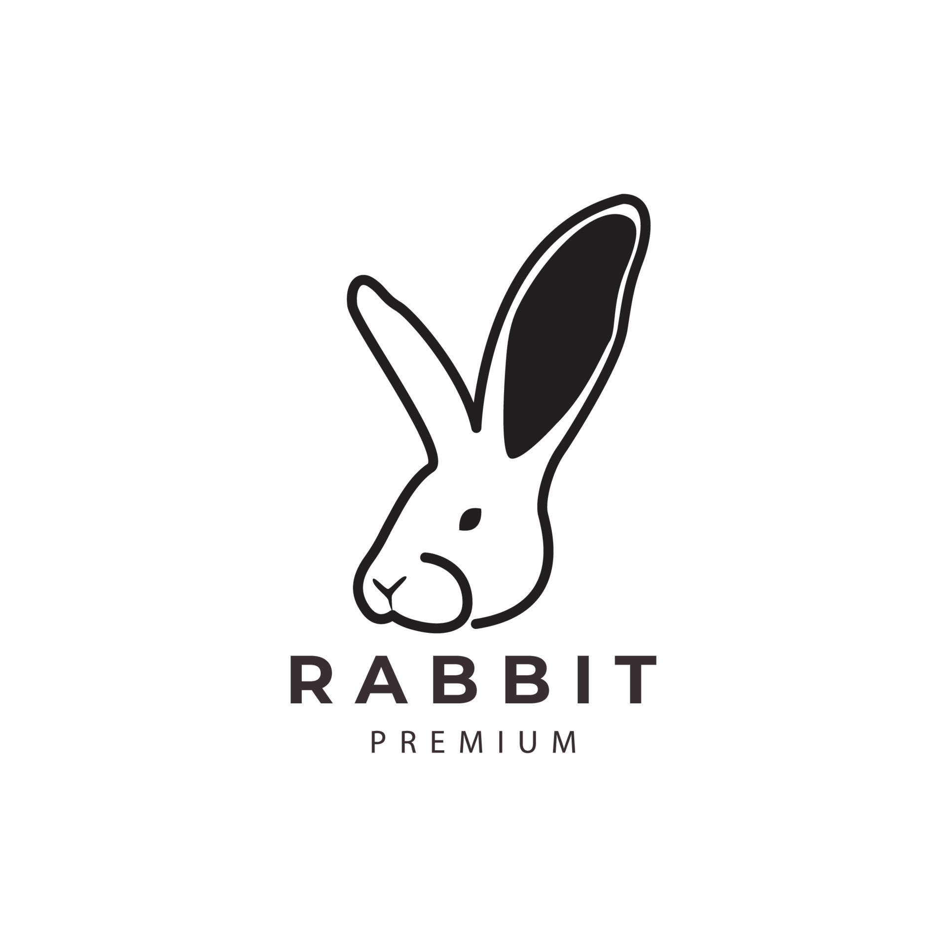 rabbit head with line style logo vector icon symbol illustration design.