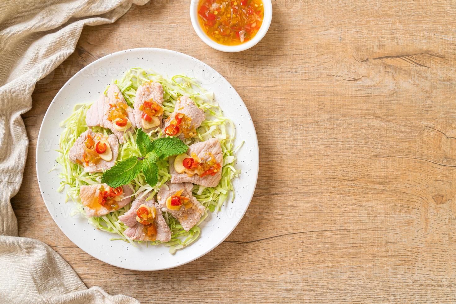 Boiled Pork with Lime Garlic and Chili Sauce photo