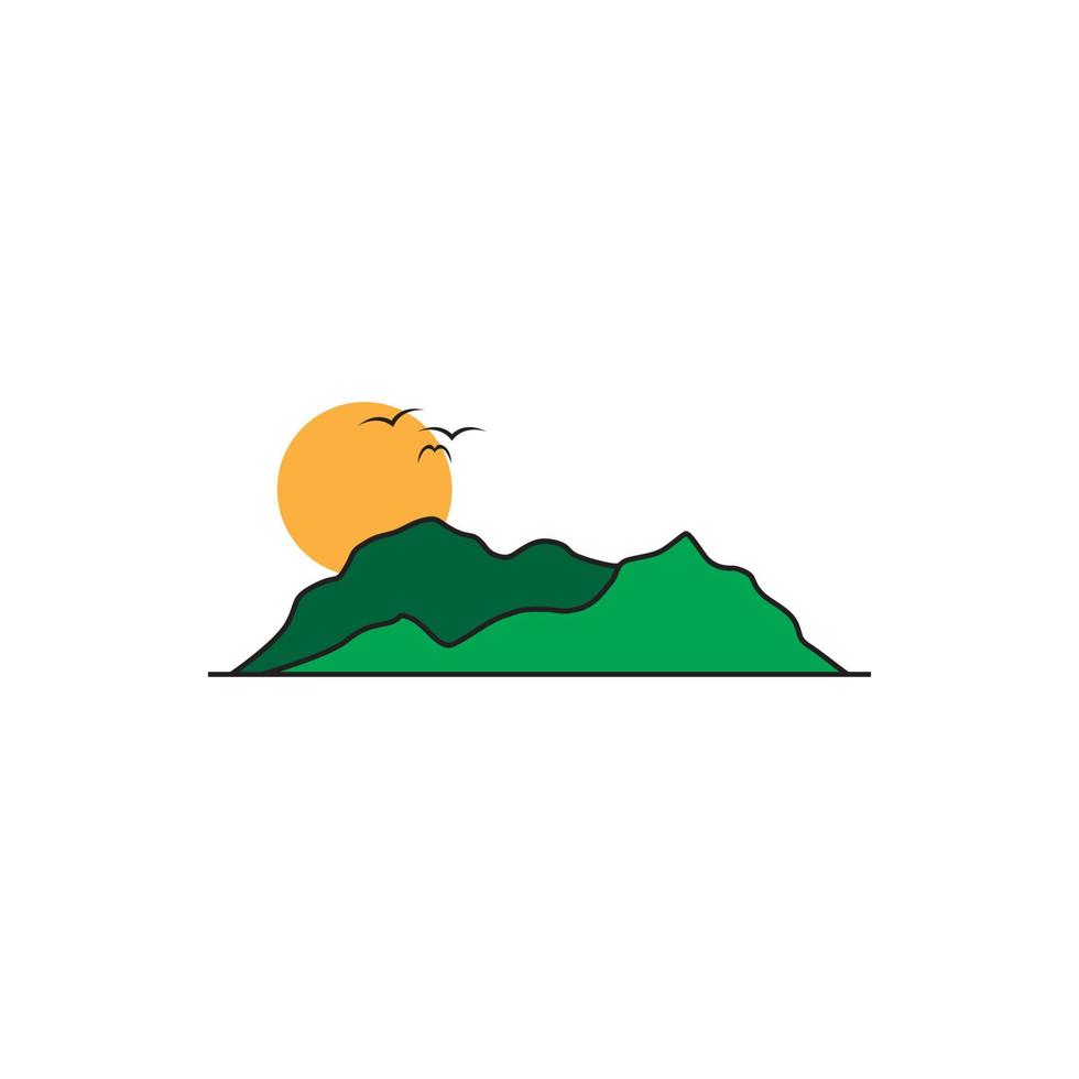 diseño de ilustración de icono de vector de símbolo moderno minimalista de logotipo de paisaje de montaña