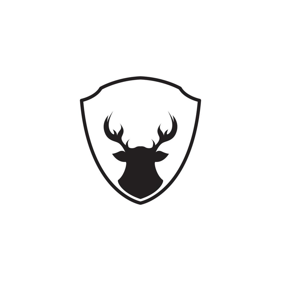 DEER HEAD SHIELD LOGO VECTOR SYMBOL ICON ILLUSTRATION MODERN DESIGN