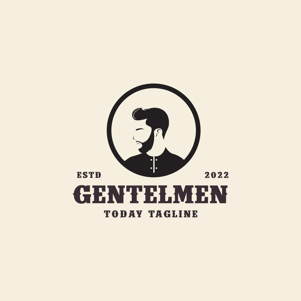 gentleman barbershop with circle logo design vector icon illustration graphic creative idea