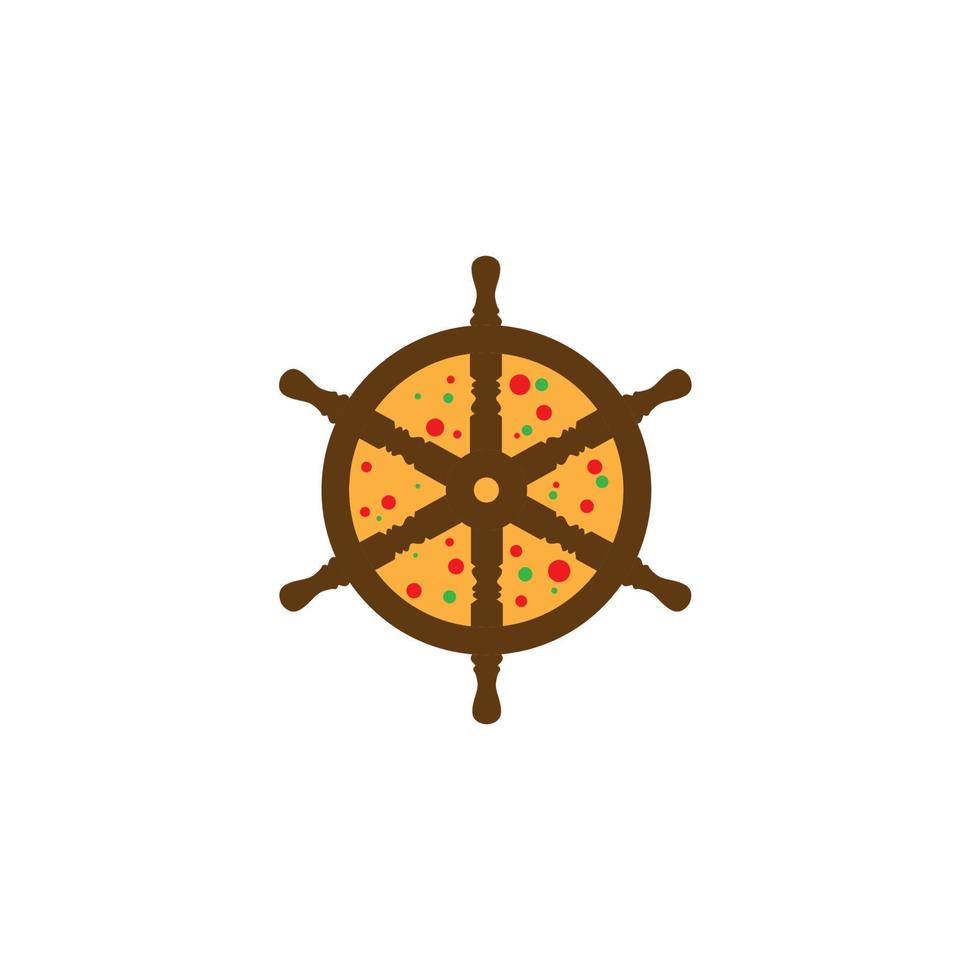 icono del logotipo del vector de comida del barco de dirección de la ilustración del mar náutico