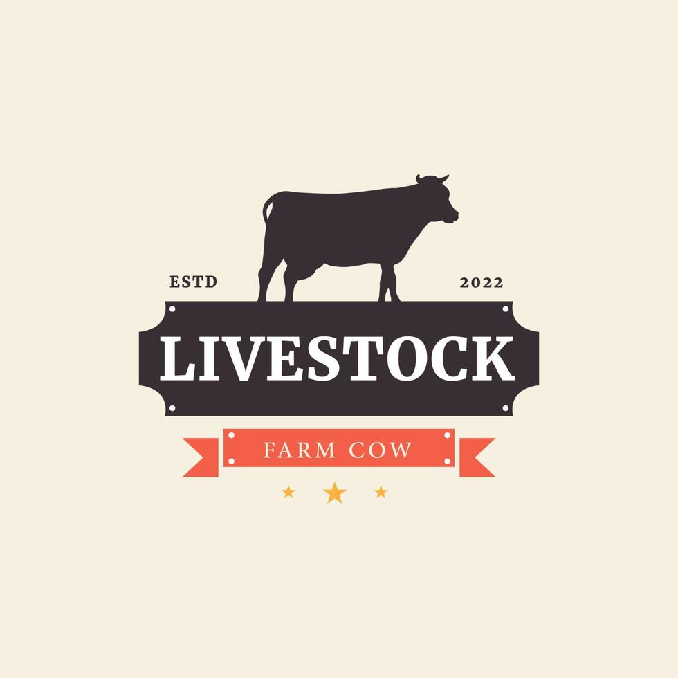 Diseño de logotipo de granja de vacas icono vectorial ilustración gráfica idea creativa vector