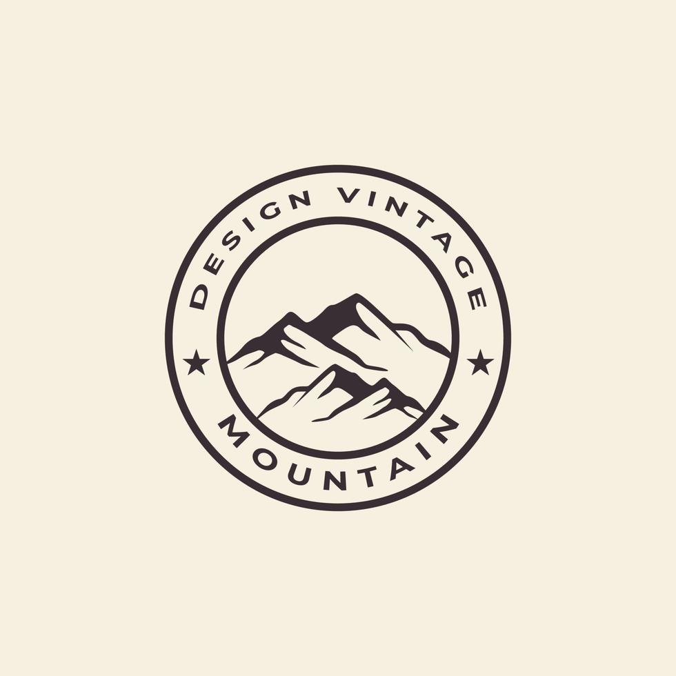 mountains logo with circle and vintage style design vector icon illustration graphic creative idea