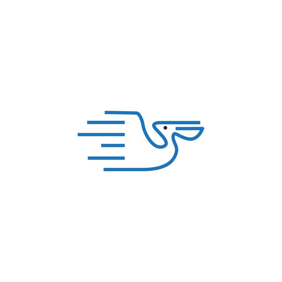 diseño de ilustración de vector de icono de logotipo de línea de mar de pájaro pelícano