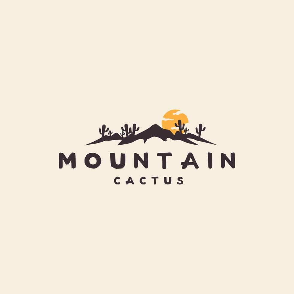 diseño de logotipo de cactus del desierto de montaña icono vectorial ilustración gráfica idea creativa vector