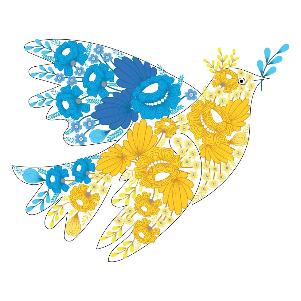 peace dove made of flowers vector