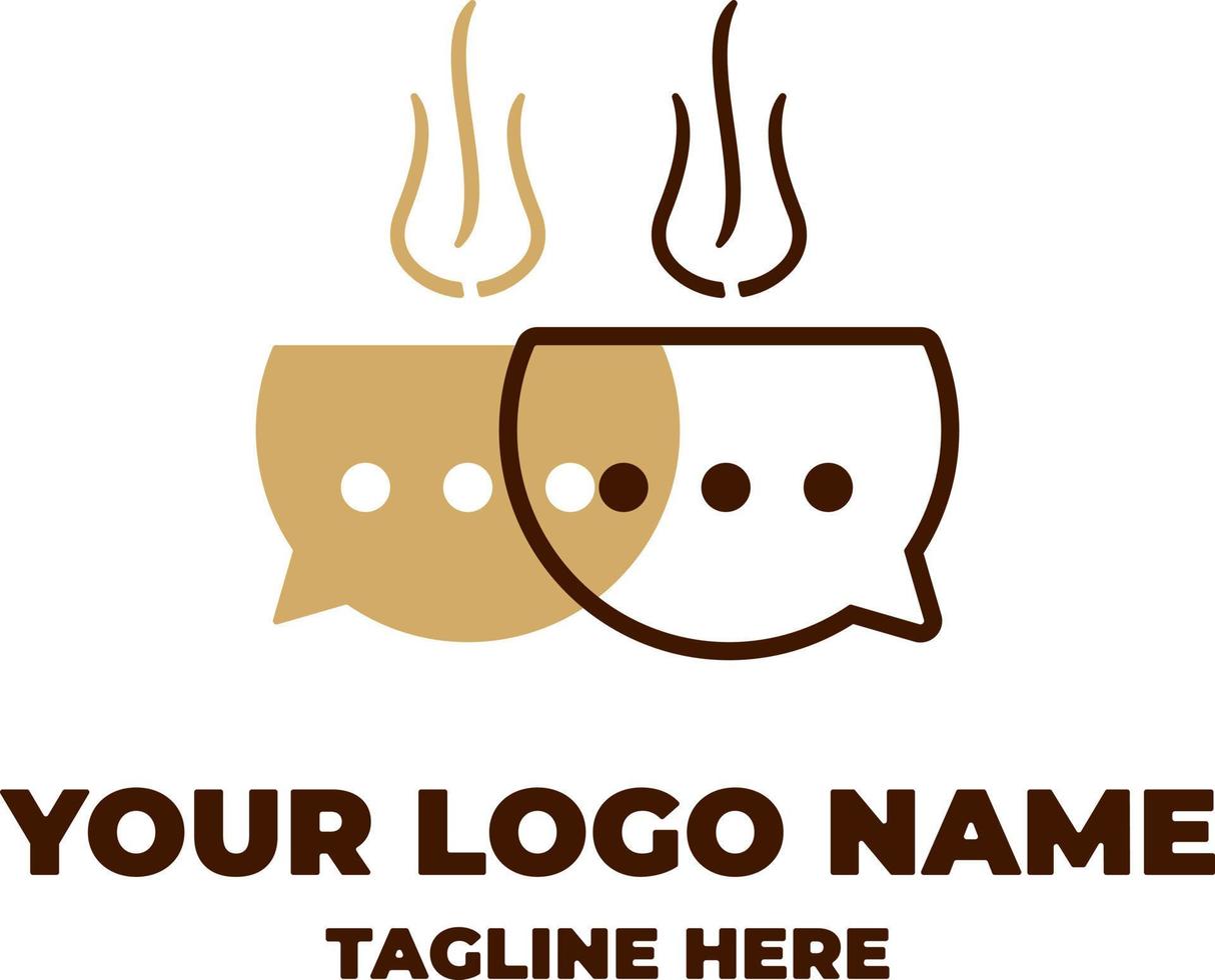 contorno de vector de logotipo de burbuja de chat de charla de café