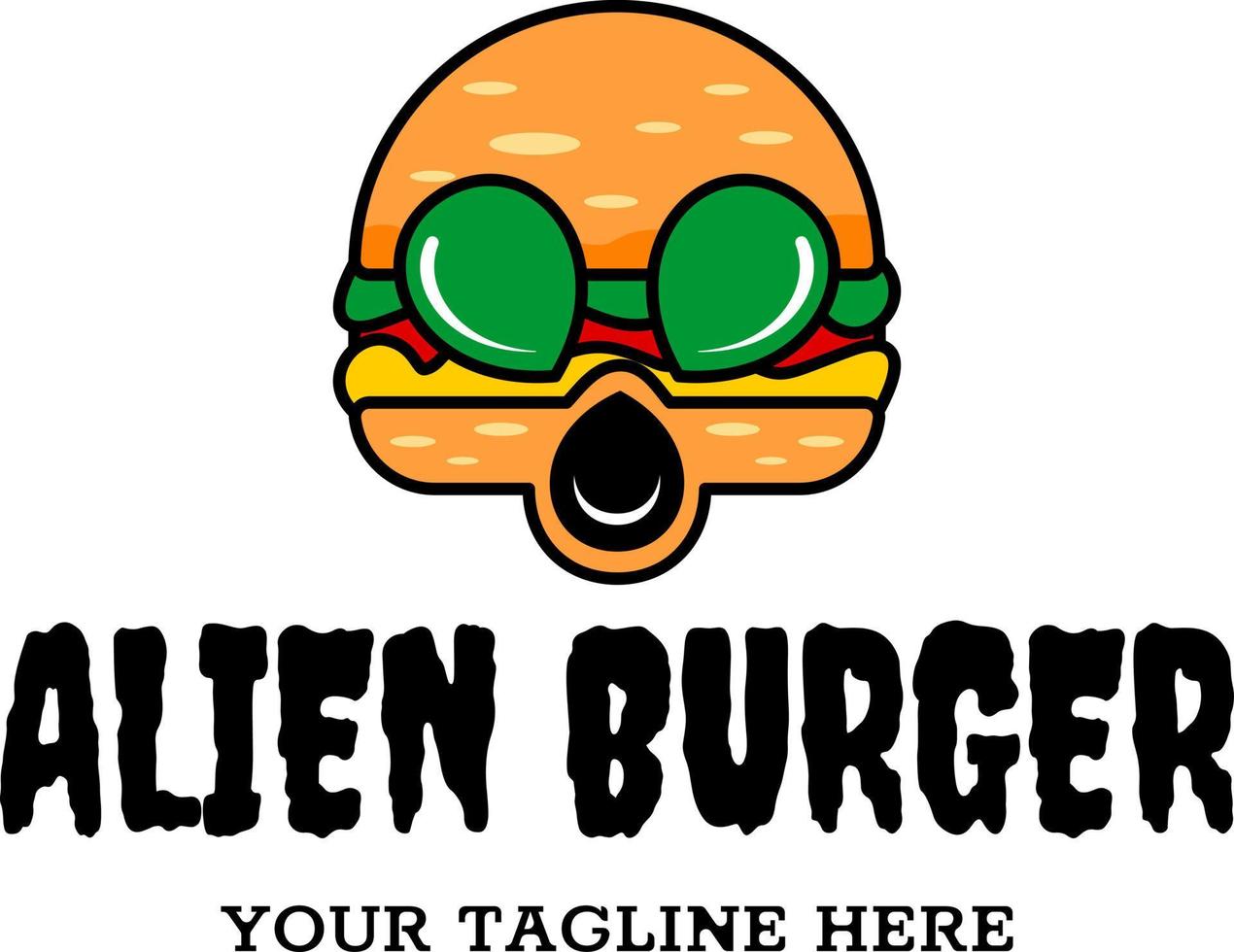 vector illustration of alien burger. suitable for fast food restaurant logos, culinary and cafe.