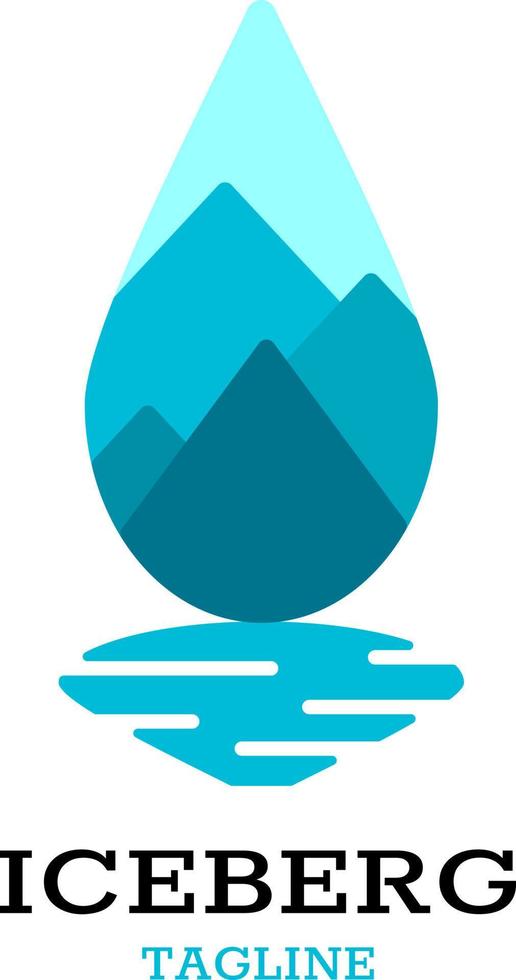 Inspiración vectorial de diseño de logotipo de gota de agua de iceberg moderno simple. concepto de logotipo de combinación de gota de agua y iceberg vector