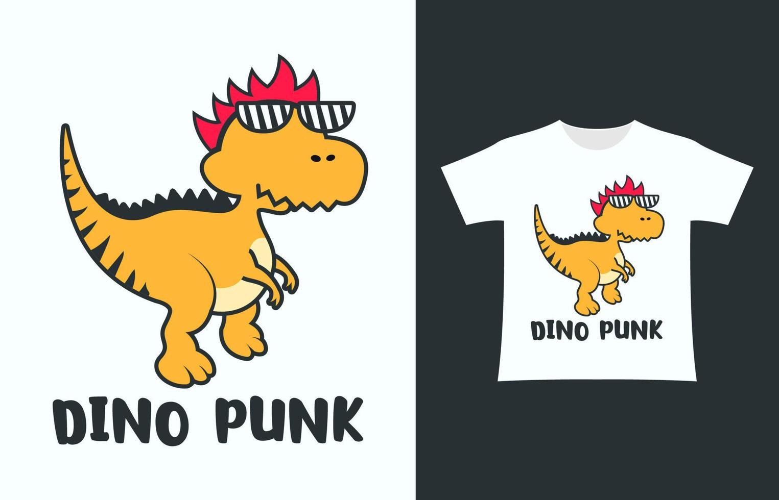 Cute dino punk t-shirt design vector