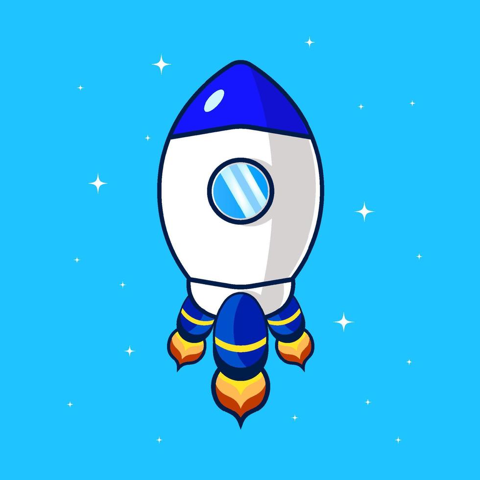 Rocket flying in space illustration vector