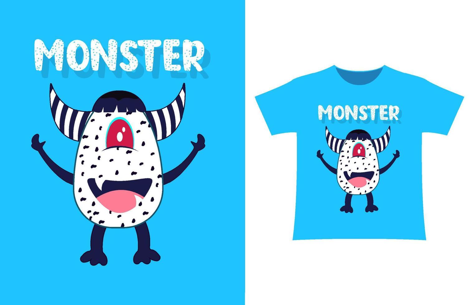 diseño de camiseta de dibujos animados de tipografía de escuadrón monstruo vector